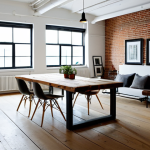 Creative Workspace**

"A bright and airy modern loft, transformed from an old warehouse, designed for a couple of artists, filled with natural light and unique repurposed furniture, fully clothed individuals (artist couple), appropriate attire, safe for work, perfect anatomy, correct proportions, professional interior design photography, high quality, modest decor, family-friendly."

**