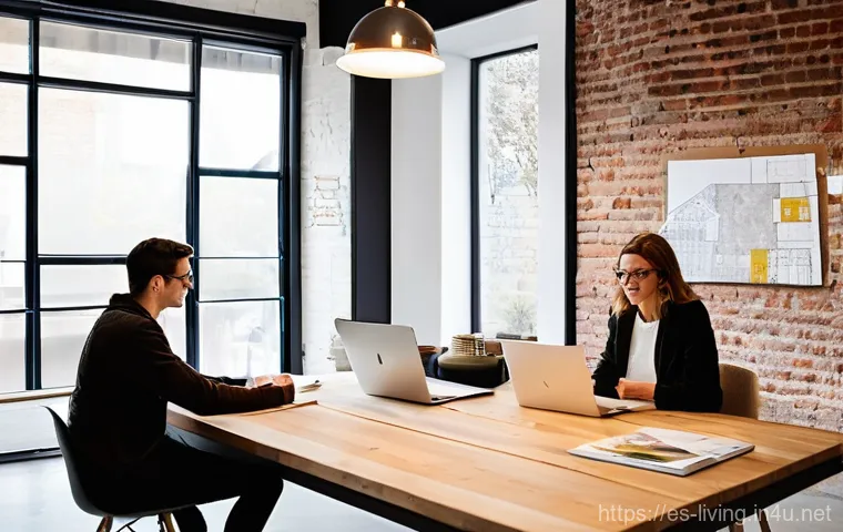 리빙코디네이터 실기 스터디 그룹 운영 - **Prompt 1: Collaborative Design Study Session**
    "A diverse group of five young interior designe...