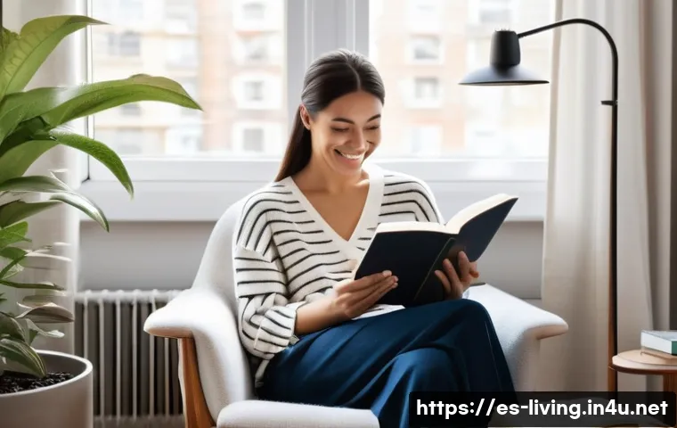 리빙코디네이터 산업별 직무 사례 - **Prompt:** A serene and impeccably organized reading nook in a modern apartment, bathed in soft, na...